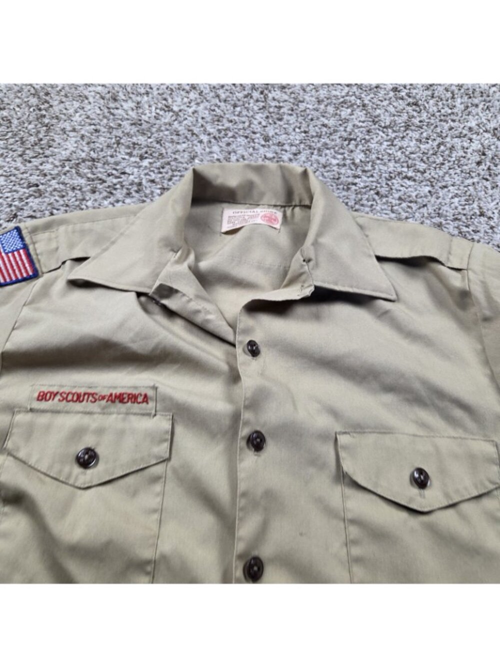 Boy Scouts of America Shirt Mens Medium Beige Button Up Long Sleeve - Picture 3 of 7